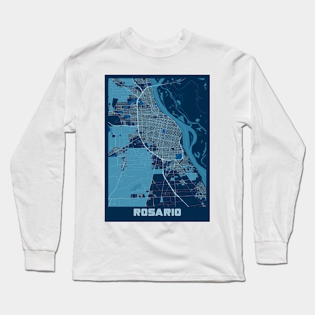 Rosario - Argentina Peace City Map Long Sleeve T-Shirt by tienstencil